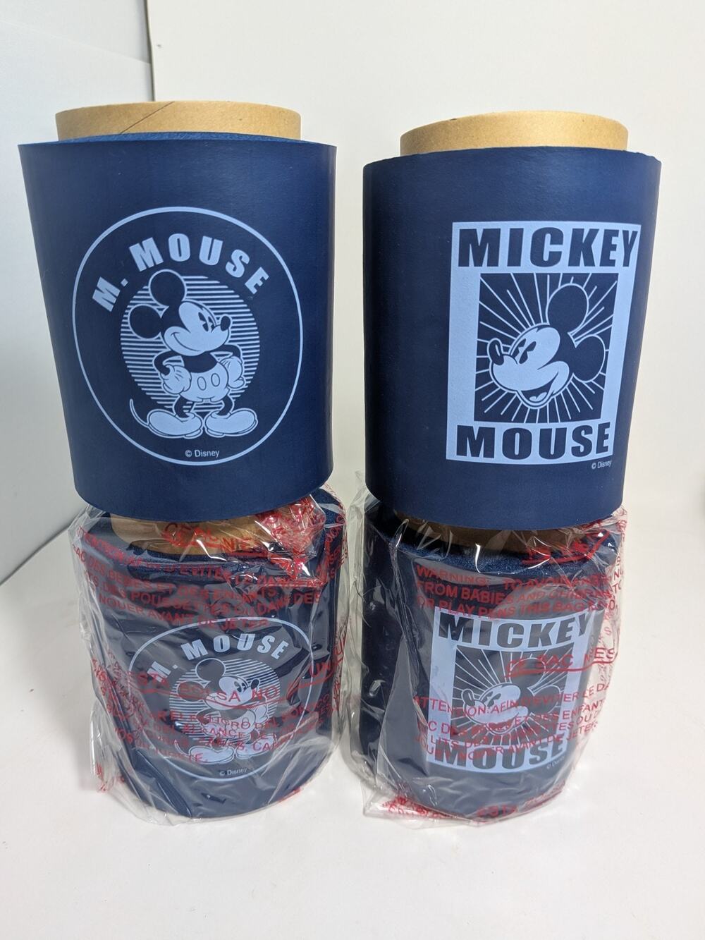 Disney Mickey Mouse Foam Can Cooler/ "Koozie" Set of 4 Blue Vintage/Retro Holder